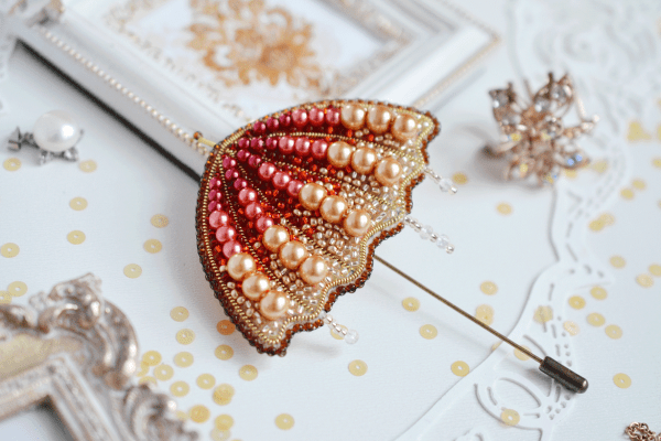 DIY beaded brooch Sun umbrella