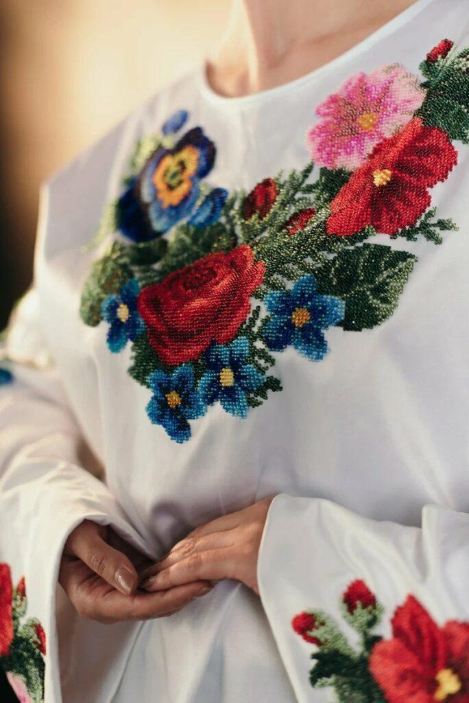 Bead Embroidery Blouse - Flowers