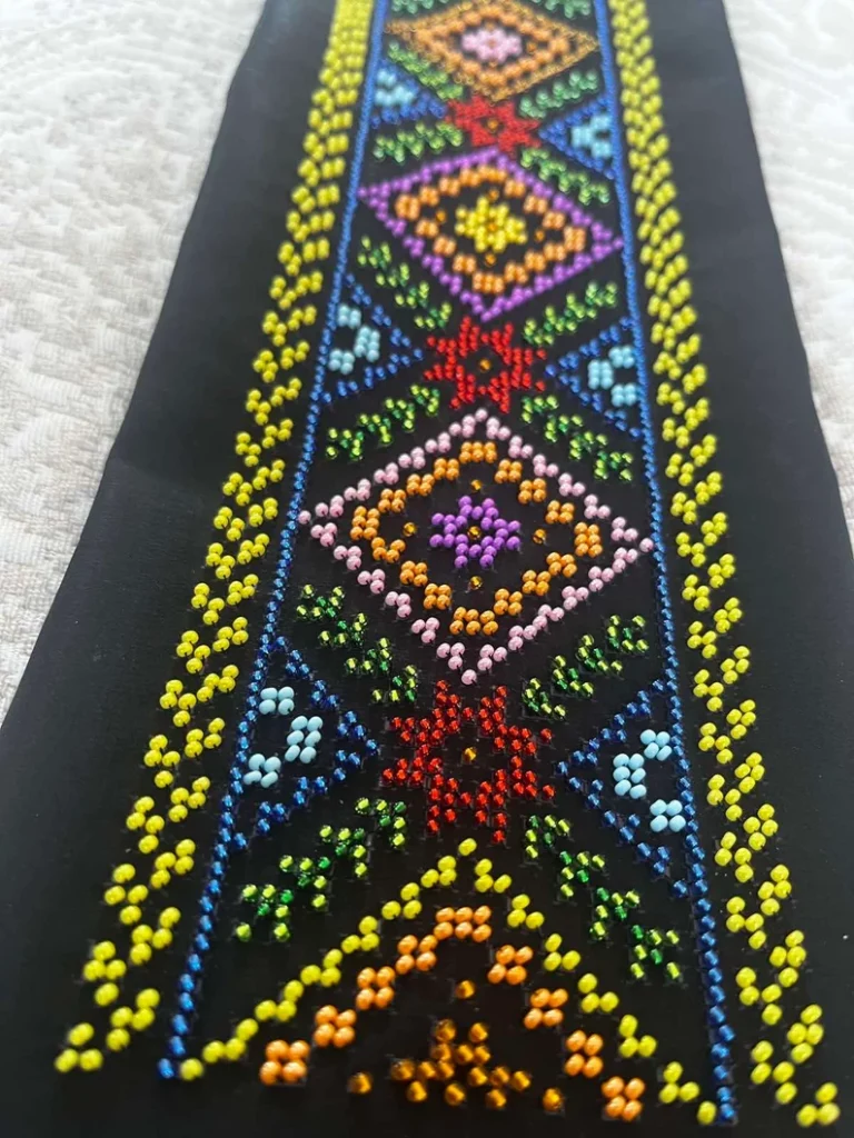 Beaded Belt Black Satin